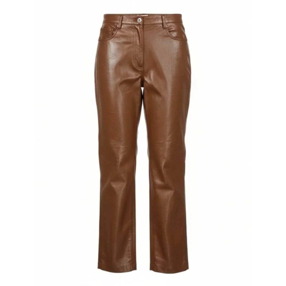 Wilfred Aritzia Cognac Brown Vegan Leather Straight Leg Pants Size 8 FVL4-6940